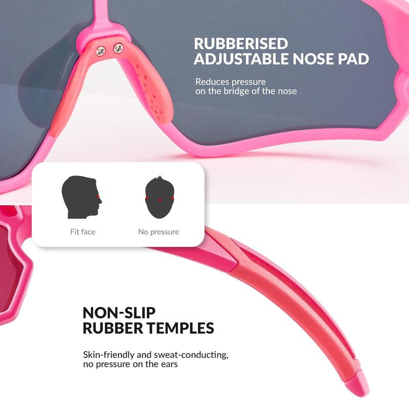 Lunettes de Vélo Polarisées pour Enfant Anti-UV400 Rose