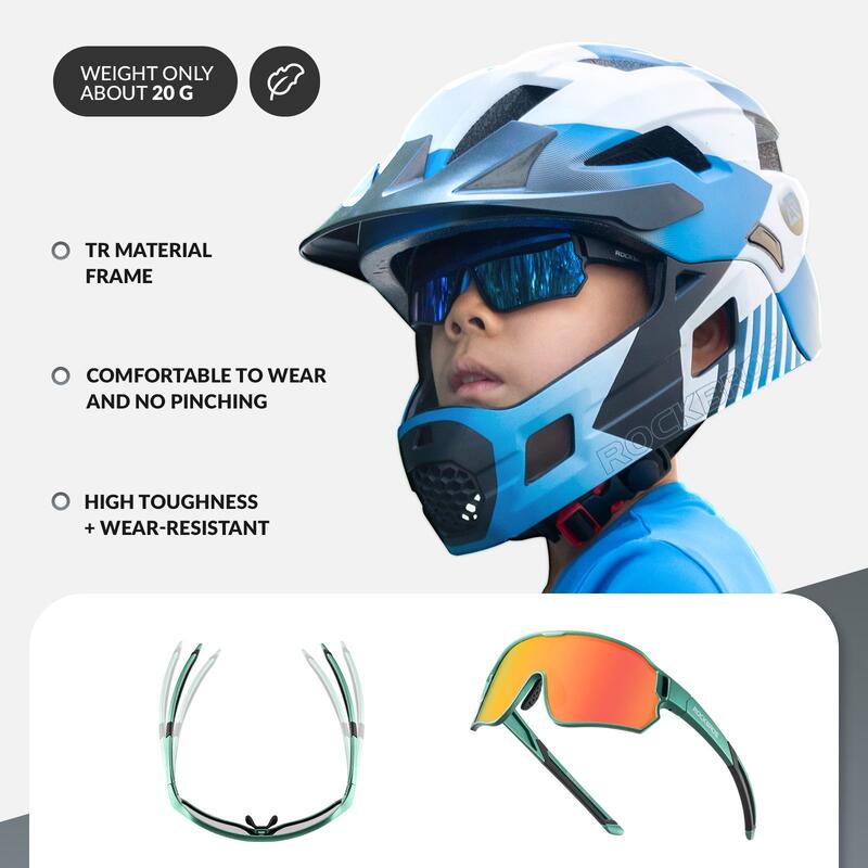 Lunettes de Vélo Polarisées pour Enfant Anti-UV400 Vert