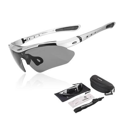 Ultra-lichte fotochromische fietsbril met verwijderbare pootjes zilver