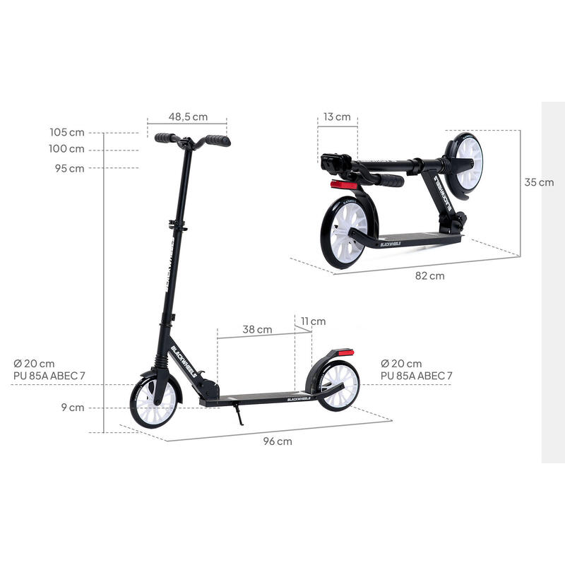 Trotinetă adulti Blackwheels Zoom 200mm