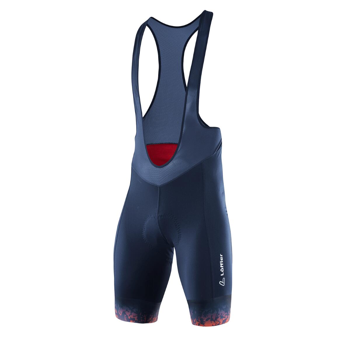 LOEFFLER Bibshorts Volare Dark Blue-Orange voor heren - Blauw