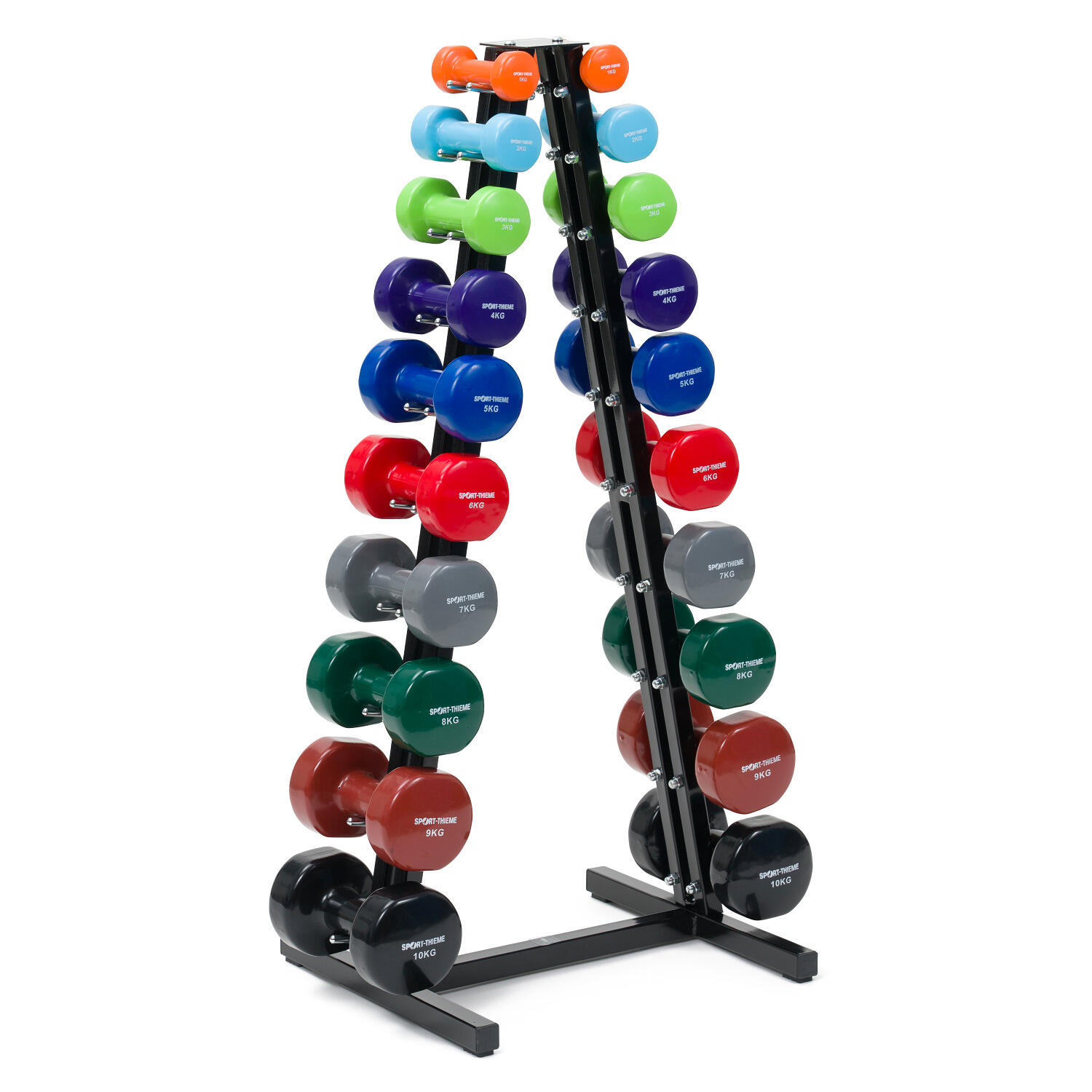 Lot d’haltères courts « Vinyle » 1-10 kg, avec support Unisexe 2/2