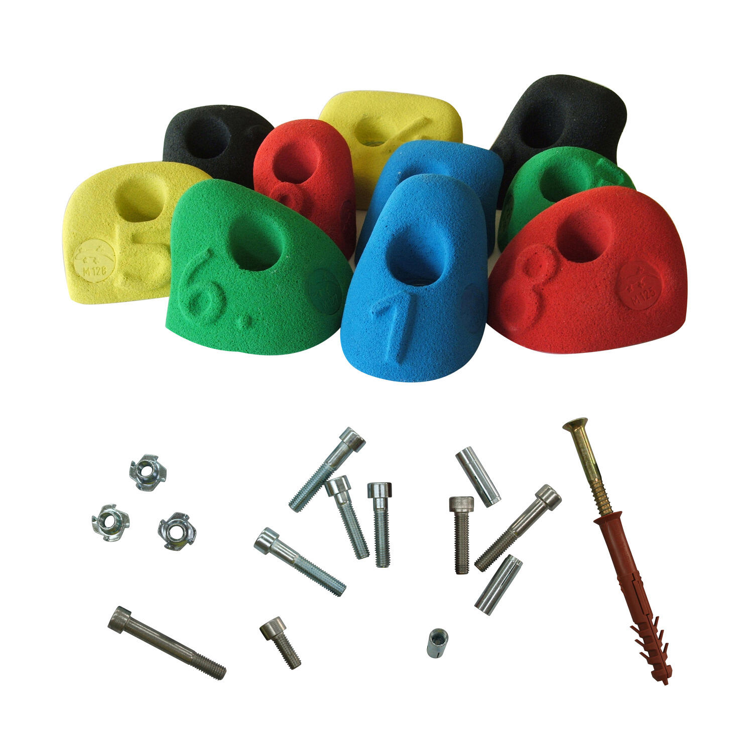 Klettergriff-Set Ziffern Mit Befestigungsmaterial für Outdoor-Kletterwand 1/1