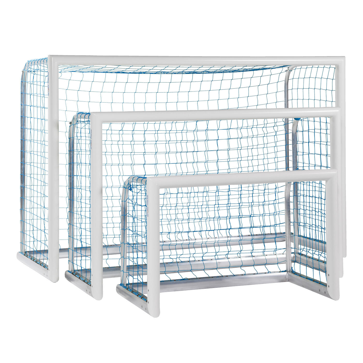 Mini-Fußballtor Professional Kompakt, Alu-Naturblank Inkl. Netz, blau (MW 4,5 2/3
