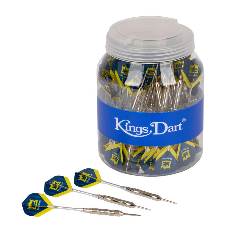 Kings Dart Lot de fléchettes acier « Tournoi », Bleu-jaune