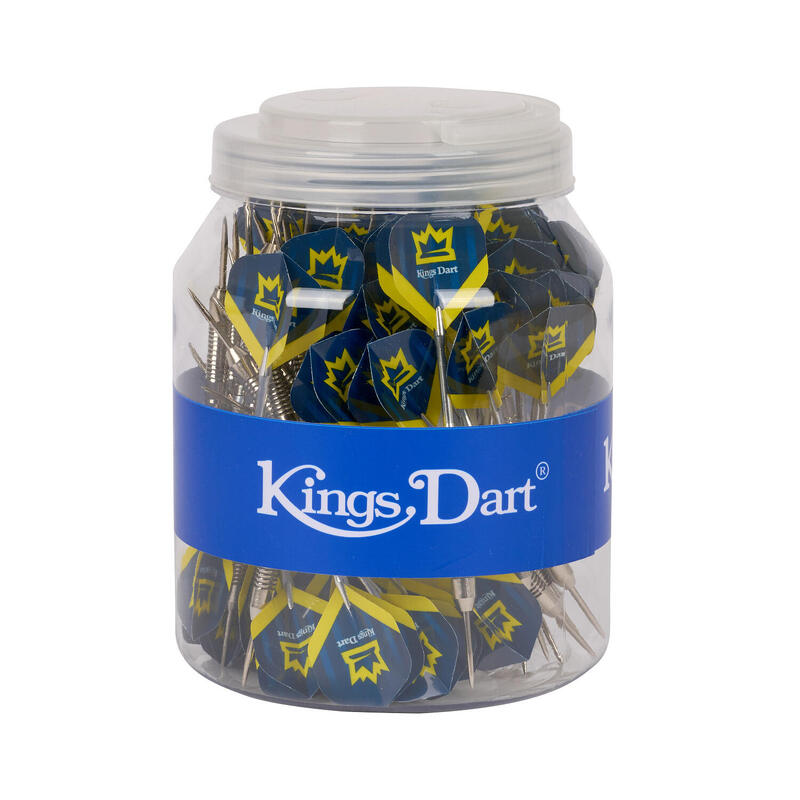 Kings Dart 50 Stück Steeldartpfeile, 20 g, Blau-Gelb