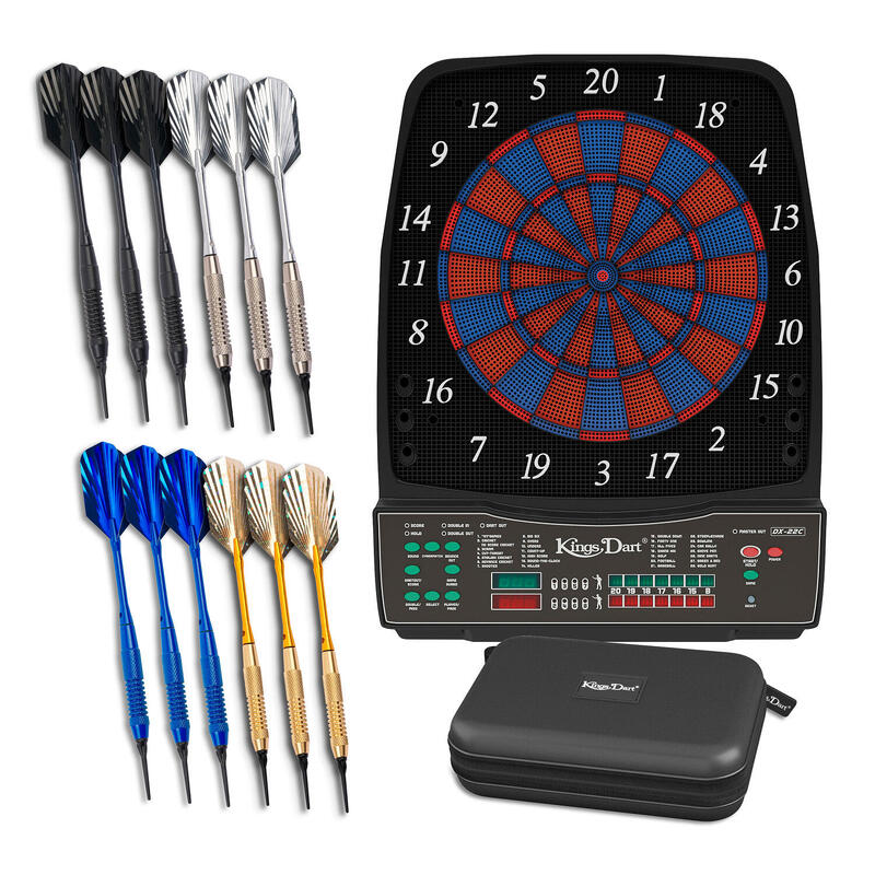 Kings Dart E-Dartboard Set Profi, Blau-Rot