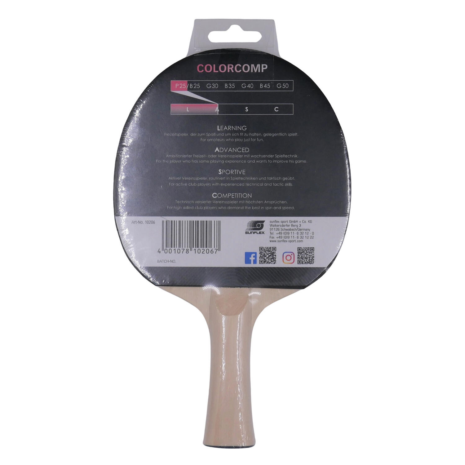 Raquette de tennis de table sunflex Colorcamp p25 2/5