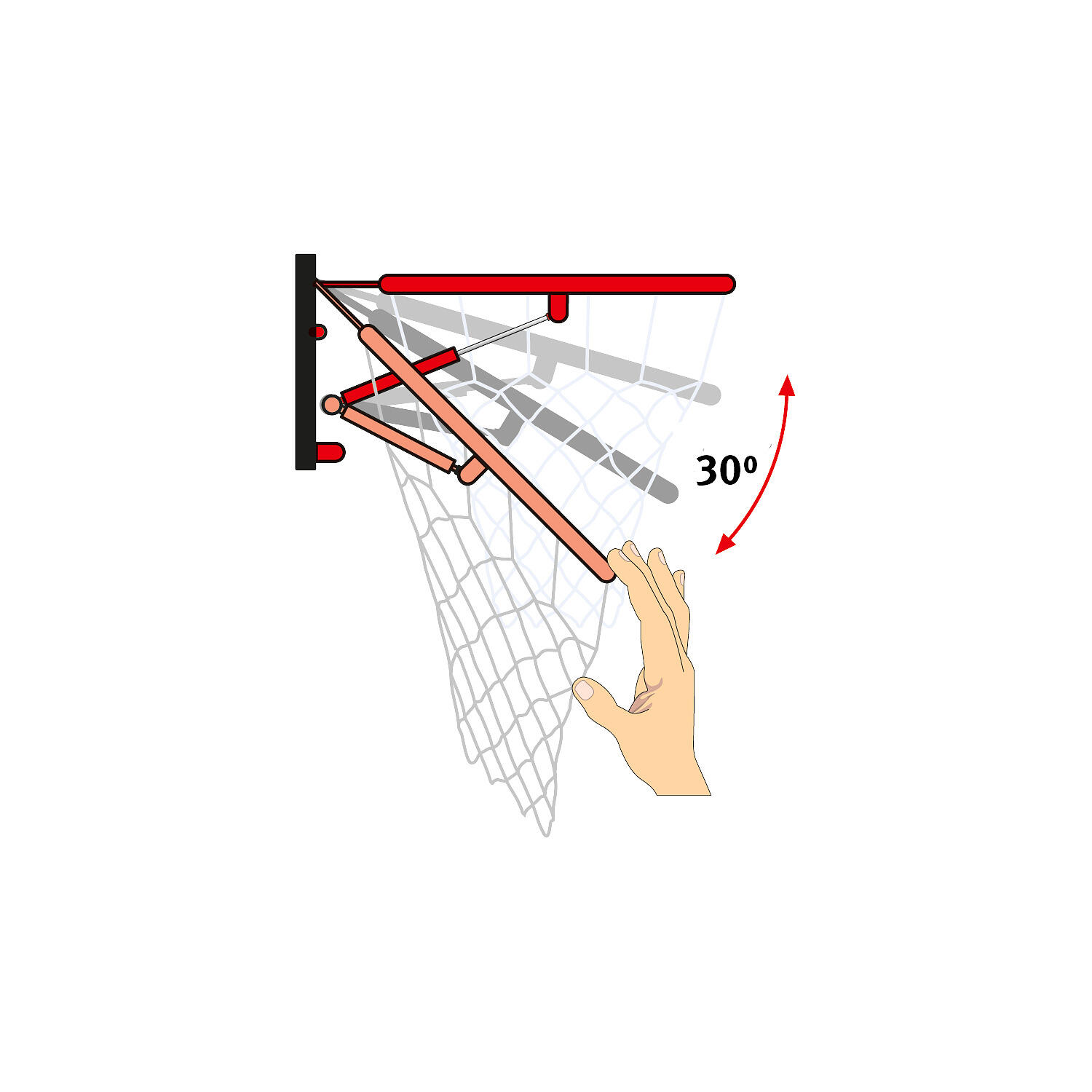 Panier de basketball Sport-Thieme avec cerceau pliable 3/4