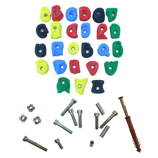 Klettergriff-Set ABC Mit Befestigungsmaterial für Outdoor-Kletterwand