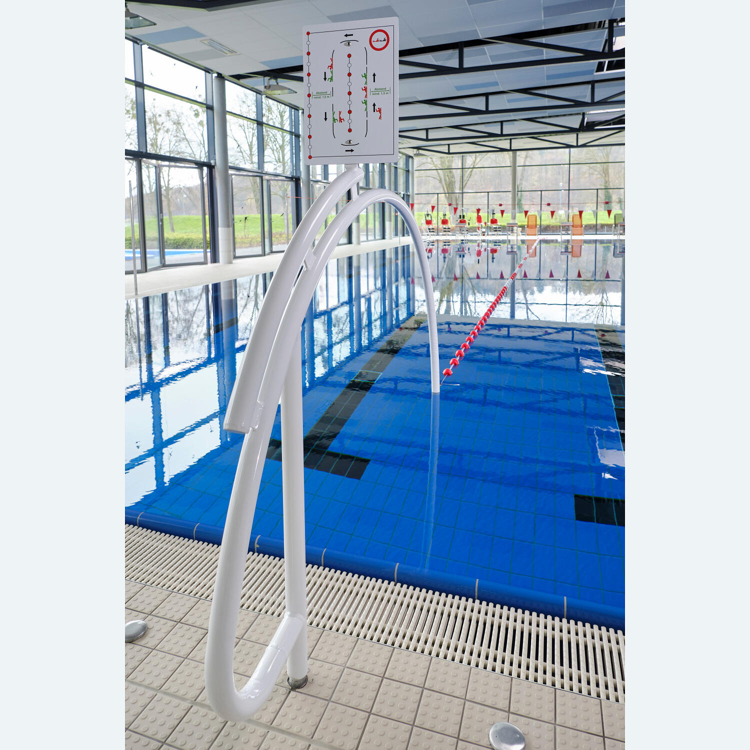 Sport-Thieme Swimming arch with information panel, With sleeve, ø 50