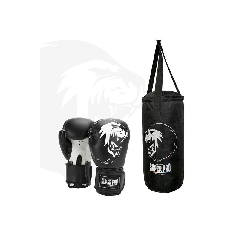 Conjunto de Saco de Boxeo Junior - Negro / Blanco