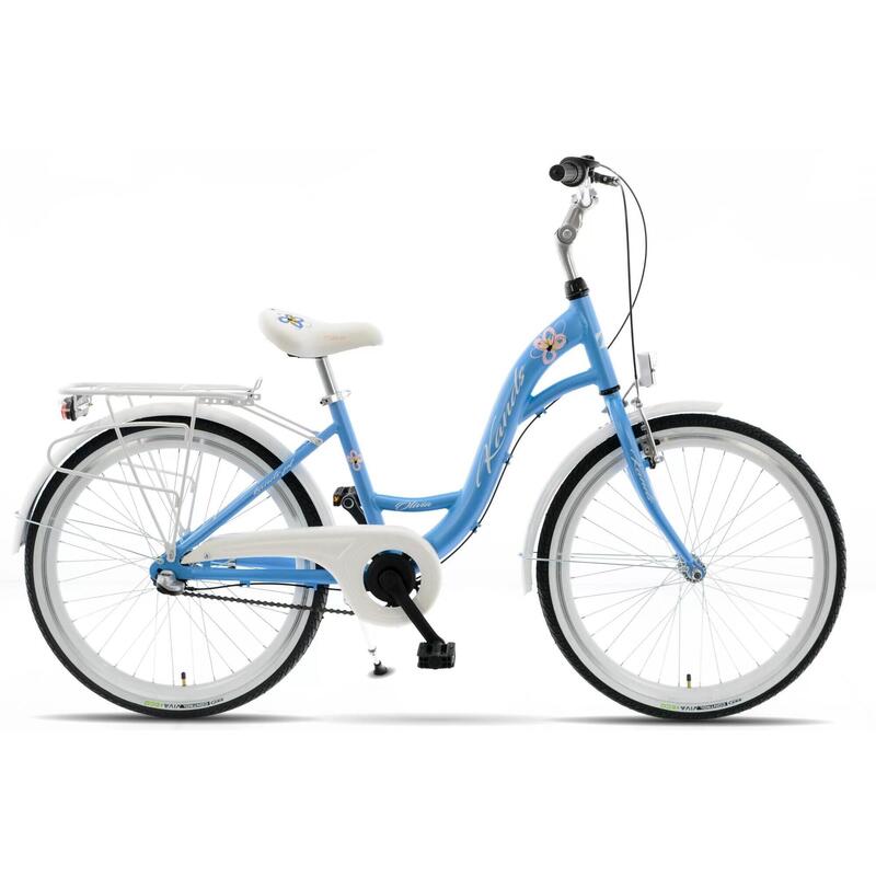 Bicicleta copii Kands® Olivia Aluminiu Roata 24'' 130-165 cm, 3 viteze, Albastru