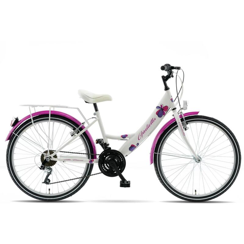 Kands® Giulietta Gyerek kerékpár 130-165 cm magasság 24'', Fehér/Rózsaszín