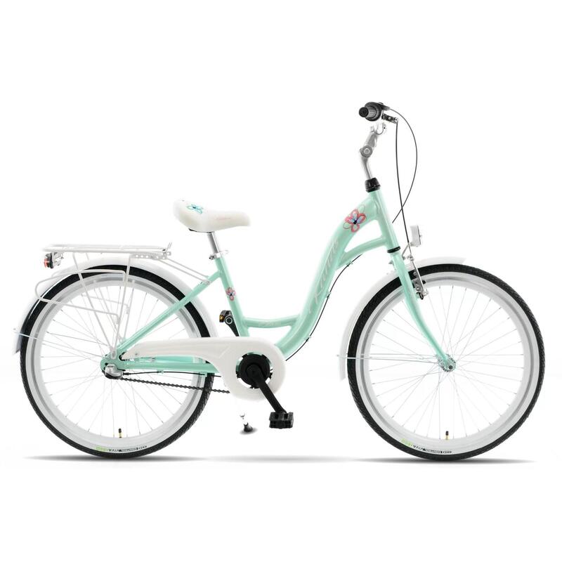 Bicicleta copii Kands® Olivia Aluminiu Roata 24'' 130-165 cm, 3 viteze, Menta