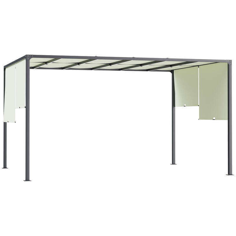 Pérgola de jardín con techo retráctil Outsunny 297x397x220 cm crema