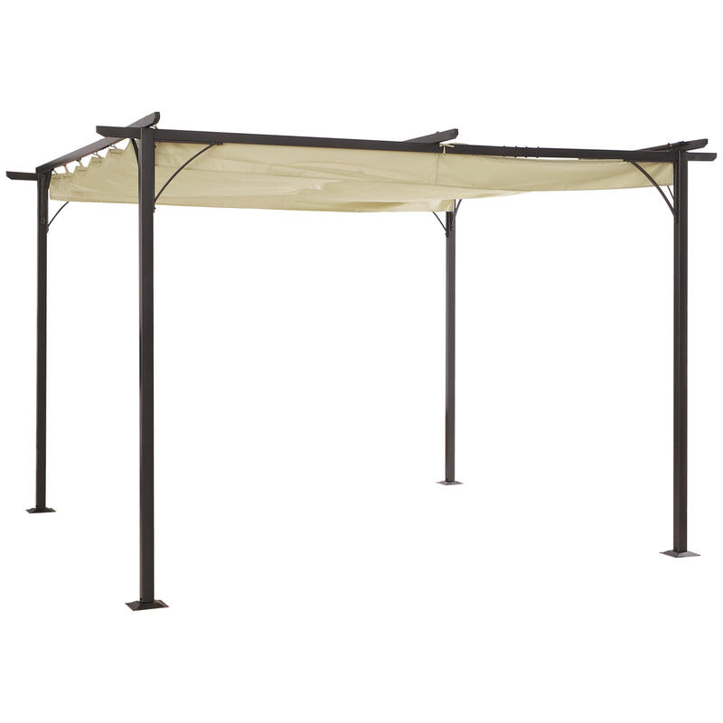 Pérgola Outsunny 350x350x230 cm Beige y Negro