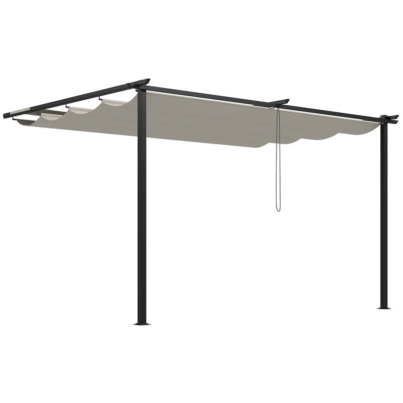 Pérgola de Pared Outsunny 390x290x220 cm Crema