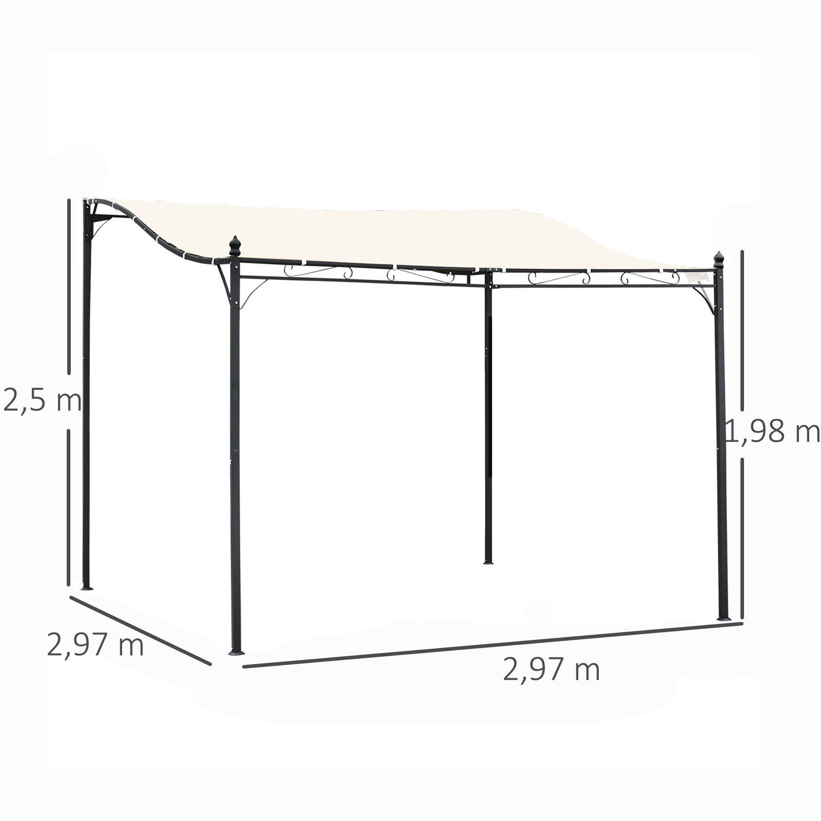 Pérgola de Evento Deportivo Outsunny 297x297x250 cm Crema 3/7
