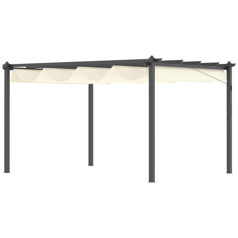 Pérgola Outsunny 396x296x220 cm Crema
