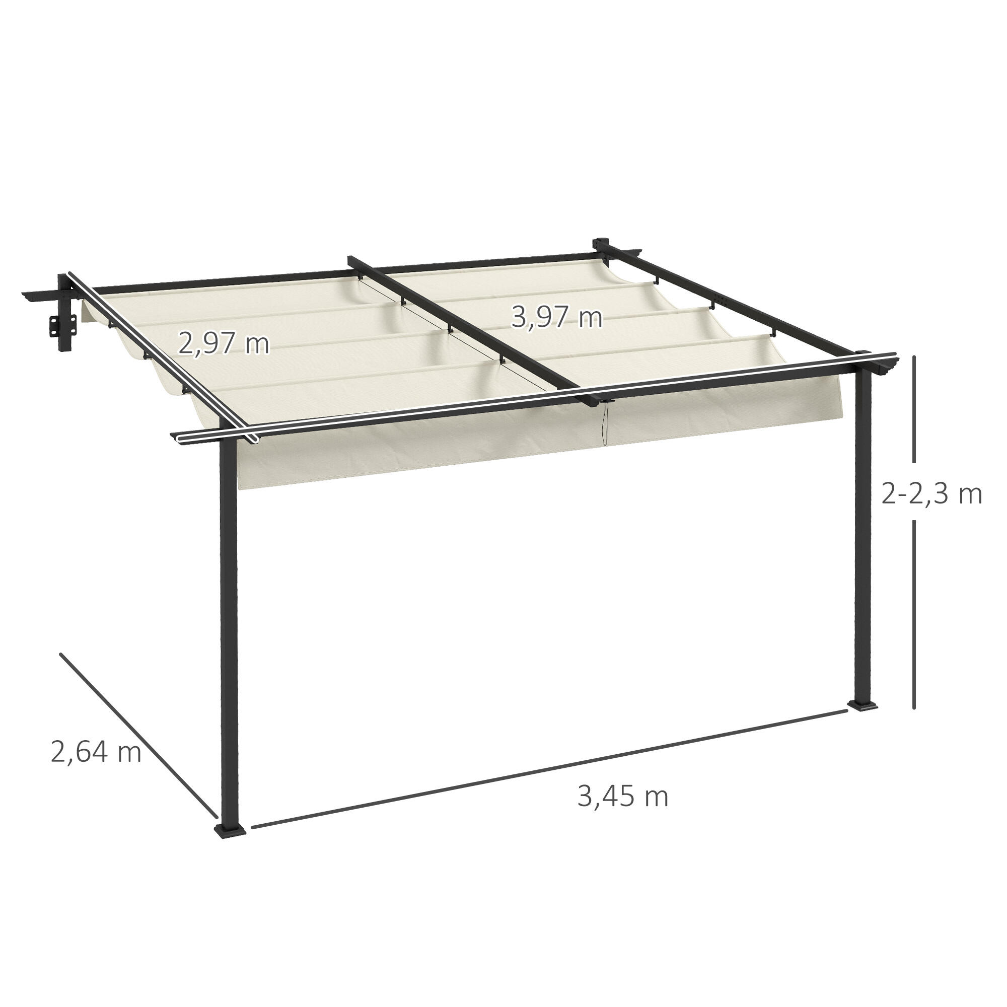 Pérgola Outsunny 397x297x230 cm Crema 3/7