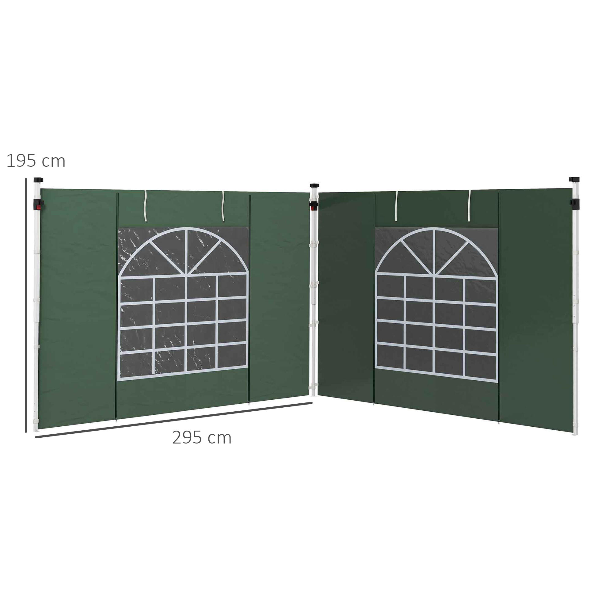 Paredes para Carpas de Eventos Deportivos Outsunny 295x195 cm Verde 3/7