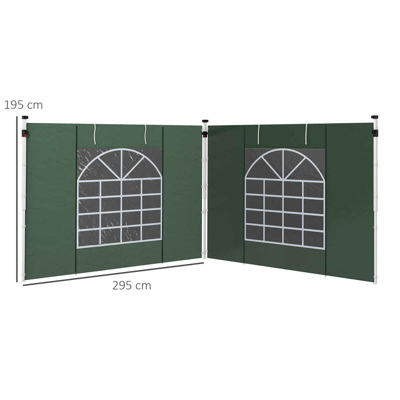 Paredes para Carpas de Eventos Deportivos Outsunny 295x195 cm Verde