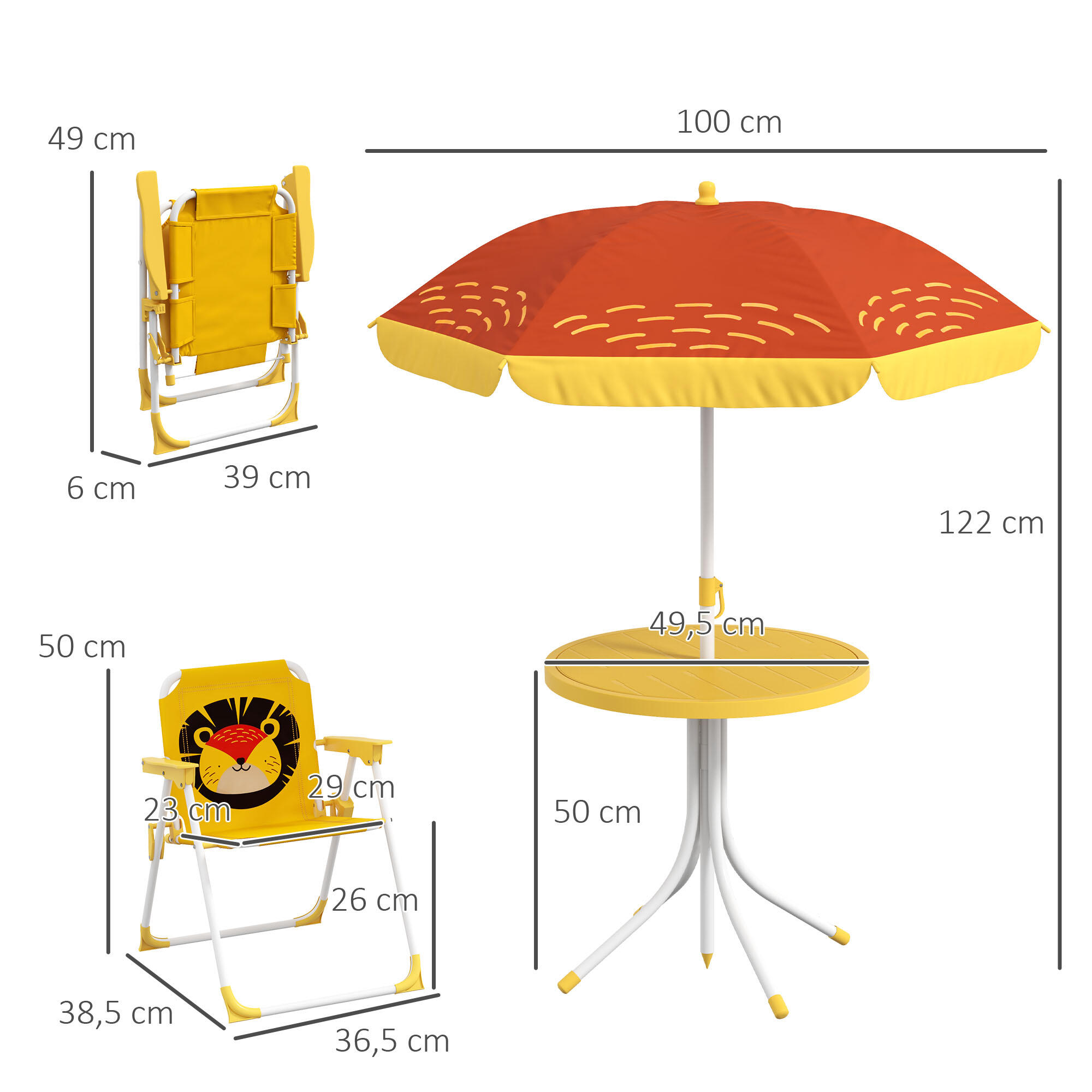 Muebles de Jardín Outsunny 100x100x122 cm Amarillo 3/7