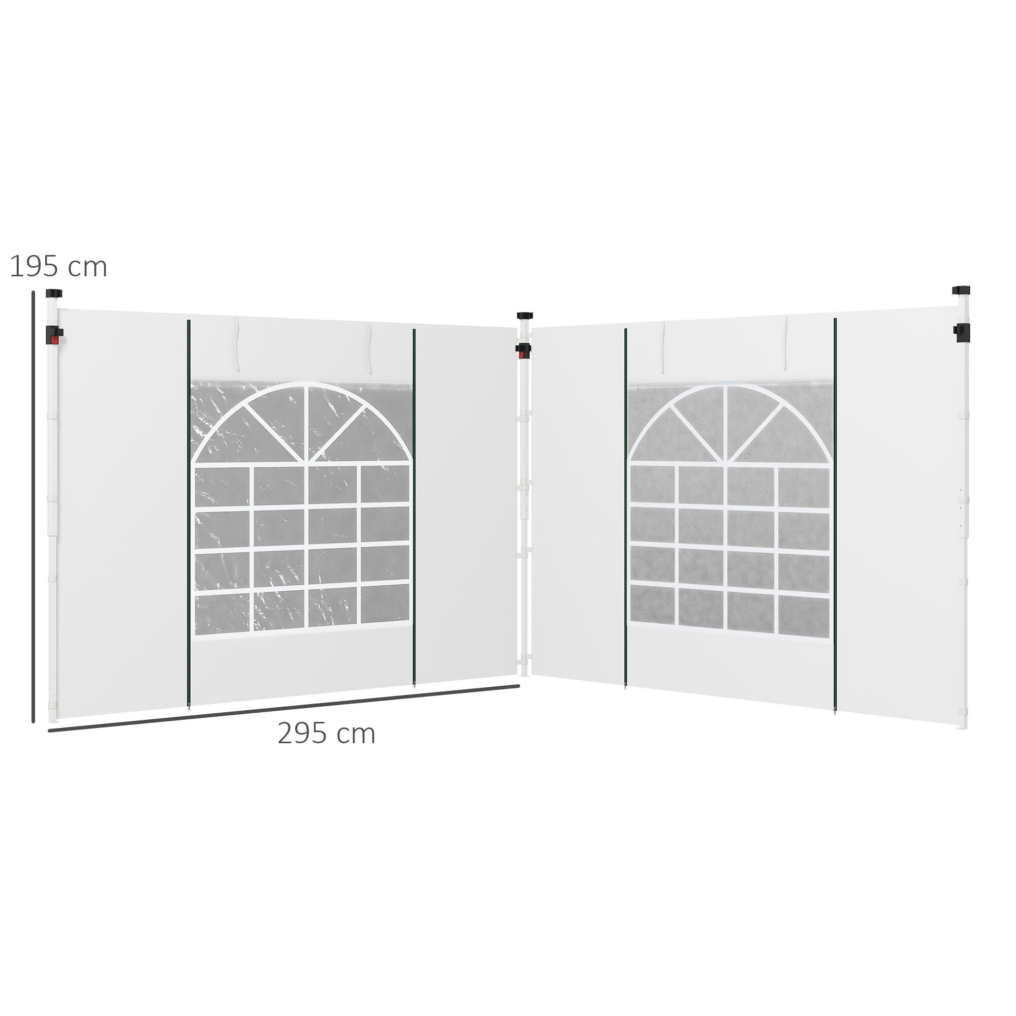 Paredes para Carpas de Eventos Deportivos Outsunny 295x195 cm Blanco 3/7