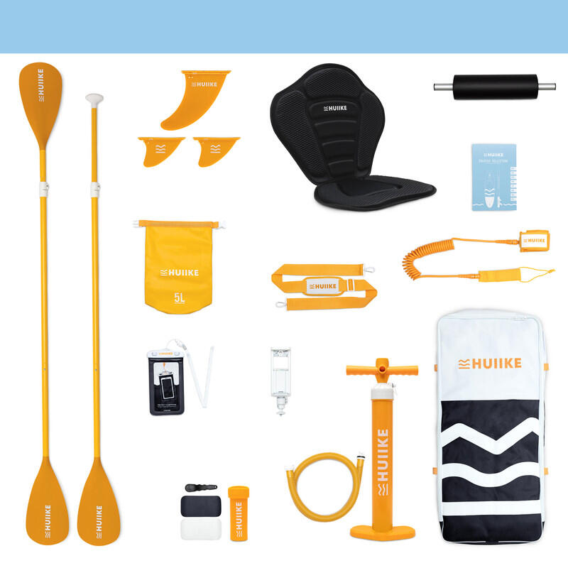 Opblaasbaar Supboard met premium accessoires, HUIIKE, Zwart, Hoge Stabiliteit 3/8