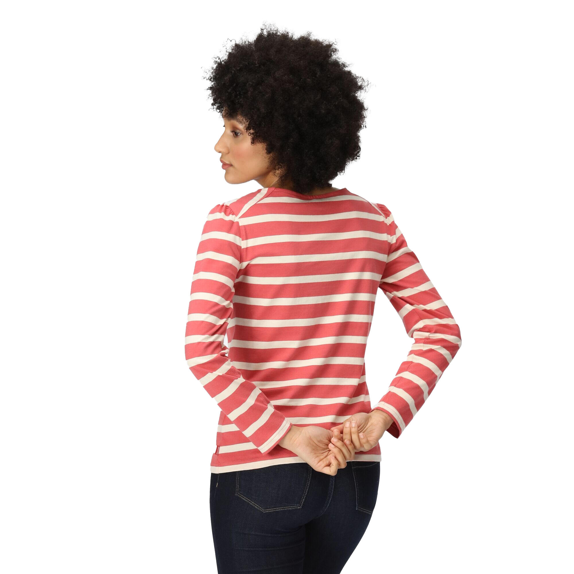Womens/Ladies Federica Stripe LongSleeved TShirt (Mineral Red/Light Vanilla) 4/5