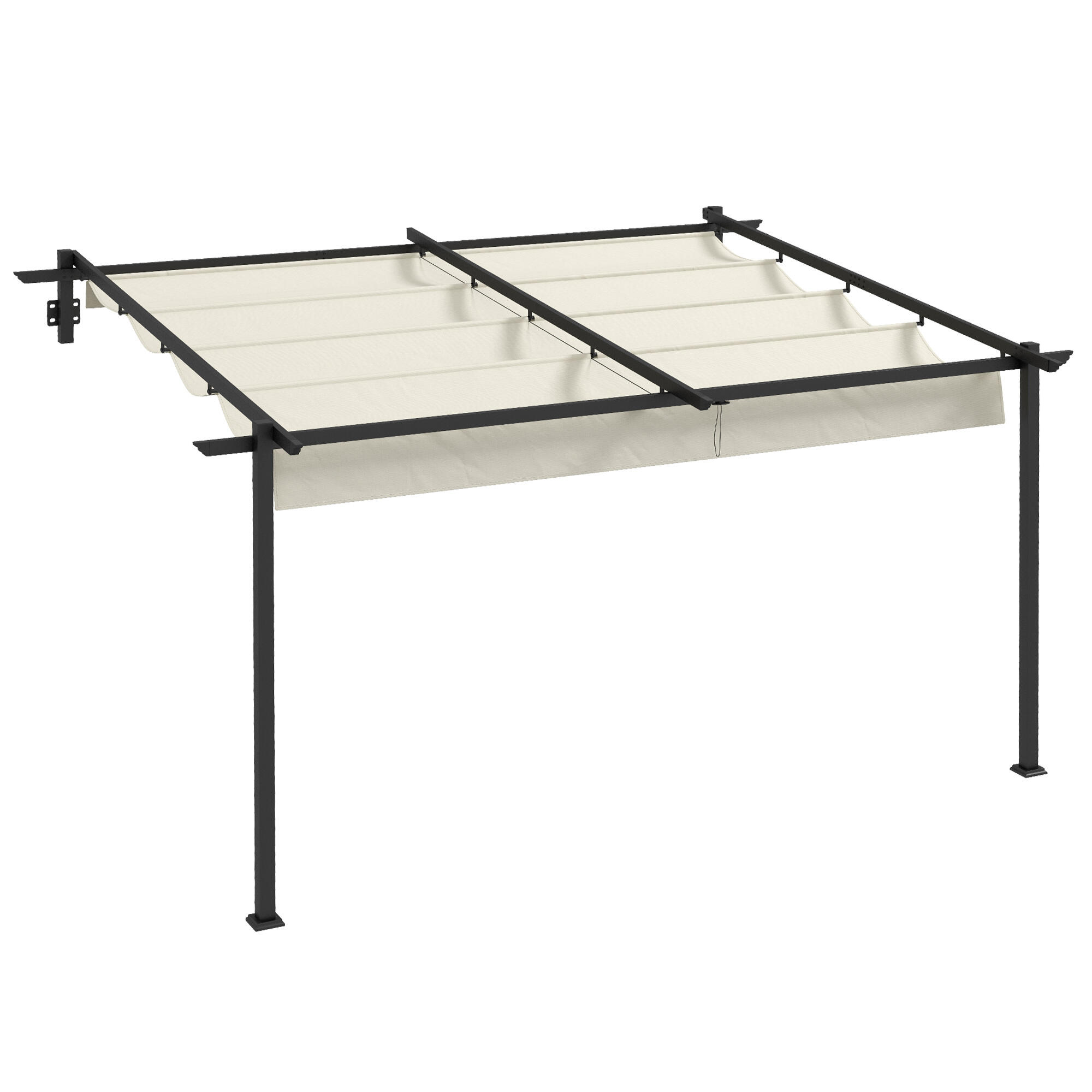 Pérgola de parede 397x297x200/230 cm creme outsunny