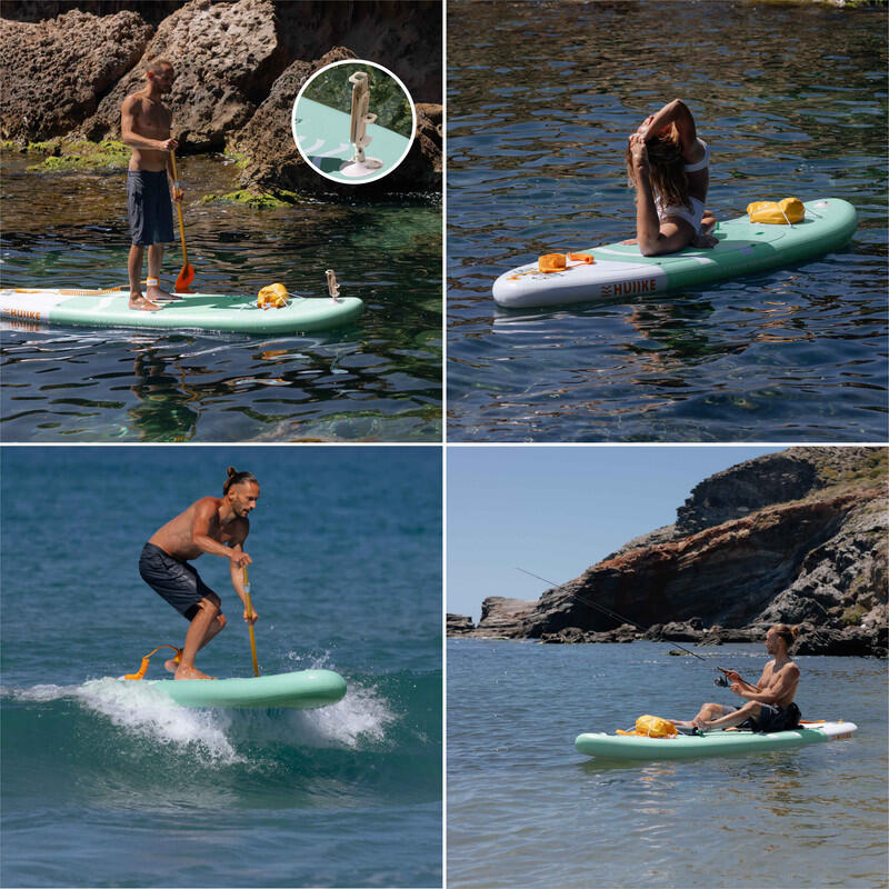 Opblaasbaar Supboard met premium accessoires, HUIIKE, Groen, Hoge Stabiliteit