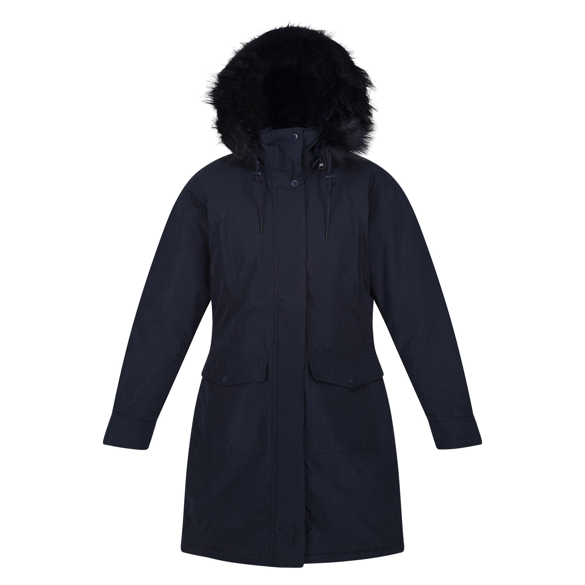 Womens/Ladies Shiloh Faux Fur Trim Parka (Navy) 1/5