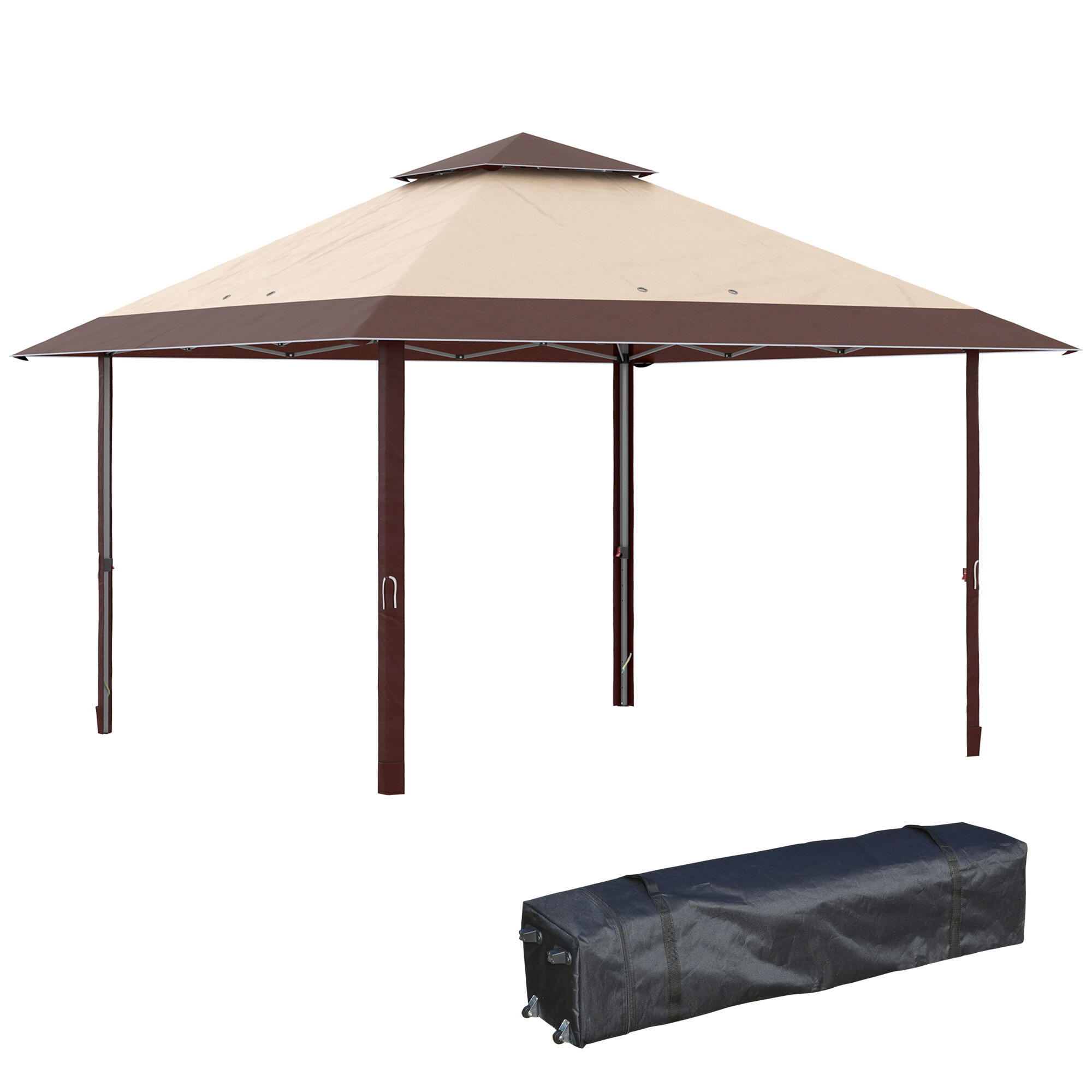 Pérgola dobrável cáqui e café outsunny