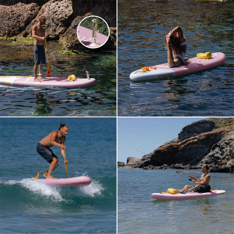 Opblaasbaar Supboard met premium accessoires, HUIIKE, Roze, Hoge Stabiliteit