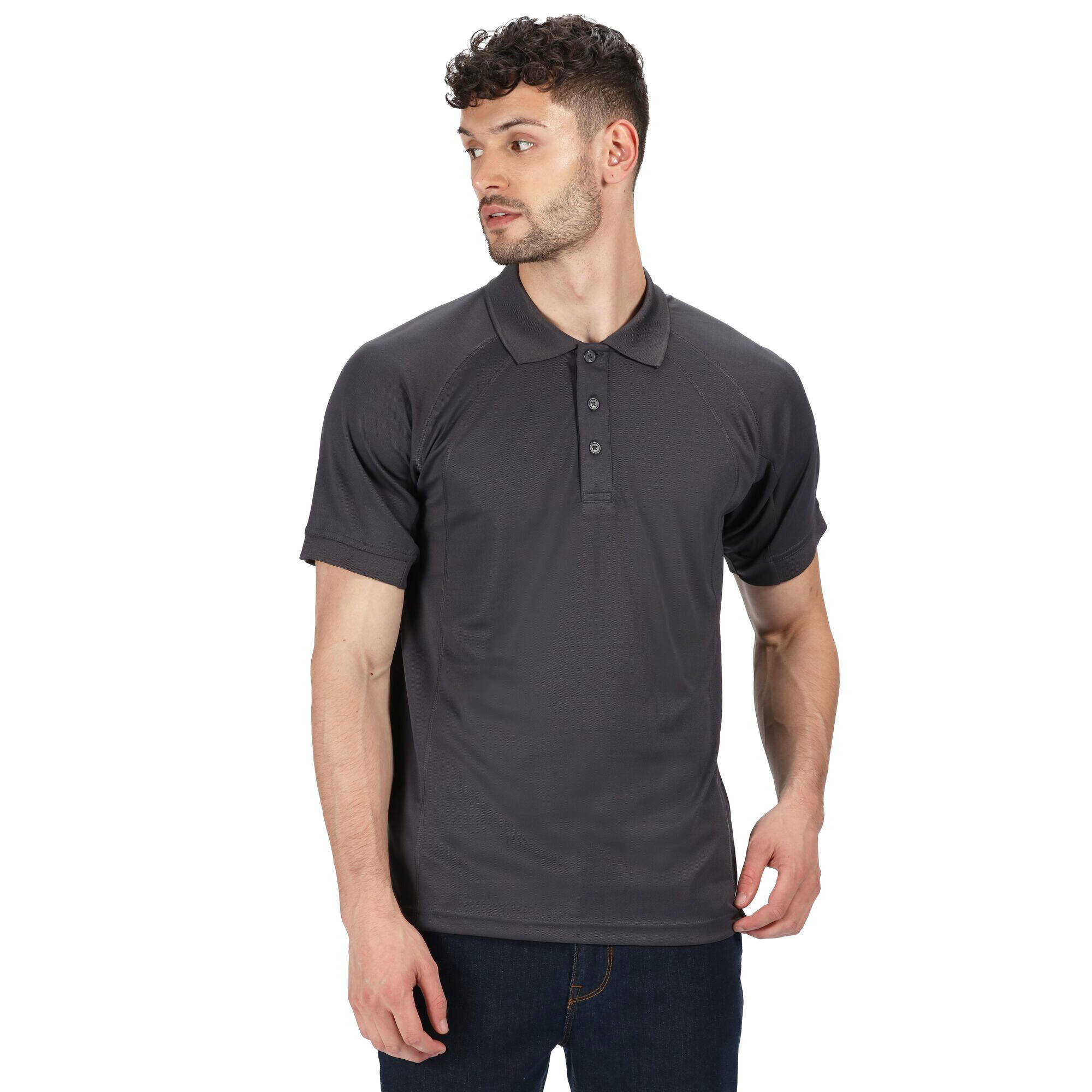 Professional Mens Coolweave Short Sleeve Polo Shirt (Iron) 3/5