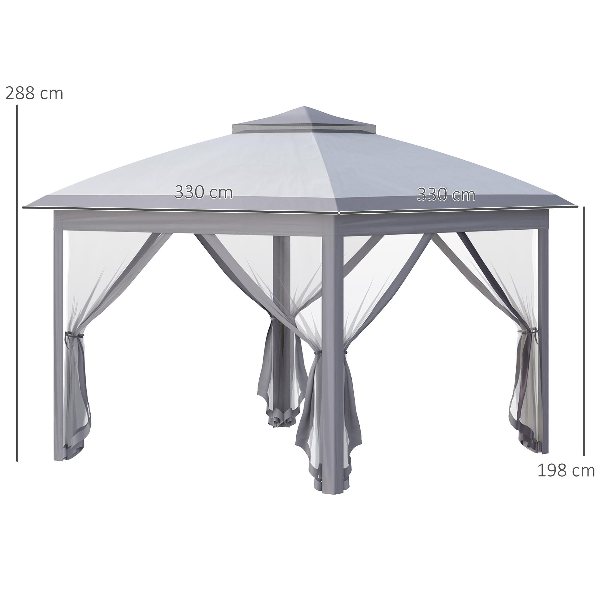 Pérgola dobrável 330x330x288 cm cinzento Outsunny 3/7