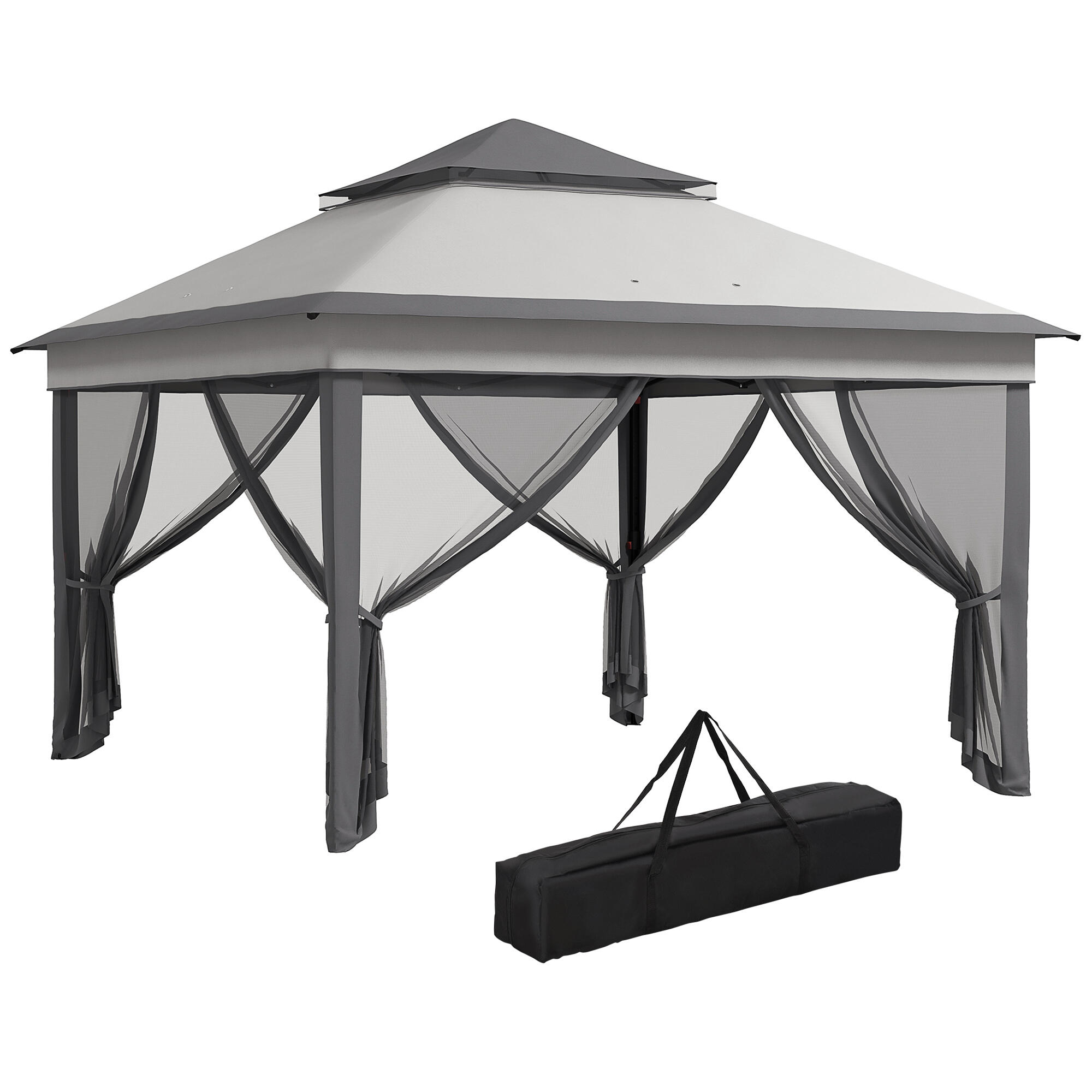 Tenda dobrável 326x326x272 cm cinzento outsunny