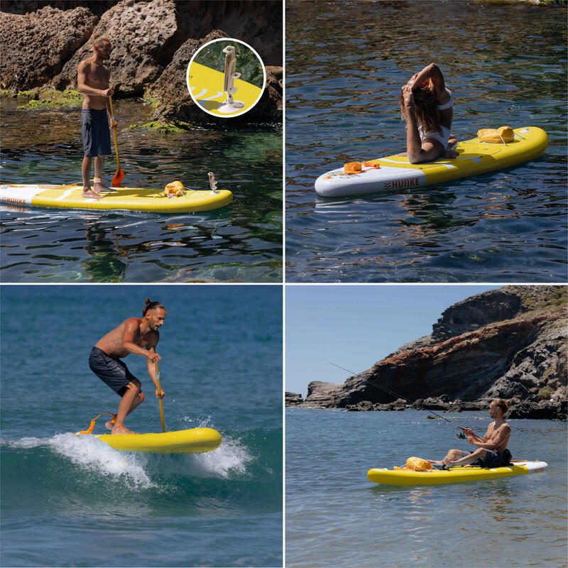 Opblaasbaar Supboard met premium accessoires, HUIIKE, Geel, Hoge Stabiliteit
