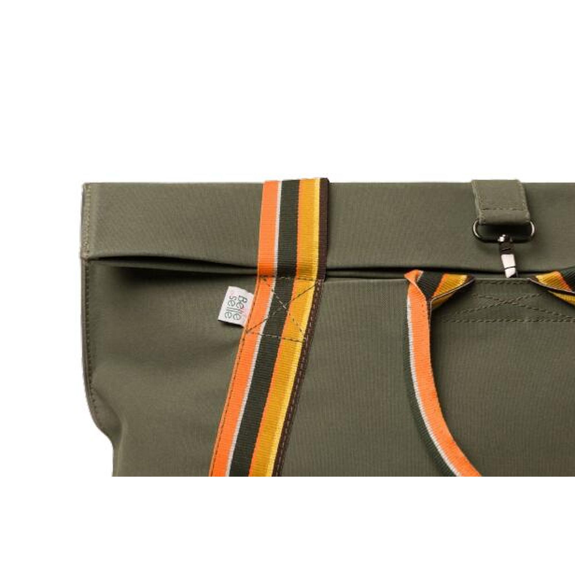 Khaki/oranje 2-in-1 fietstas