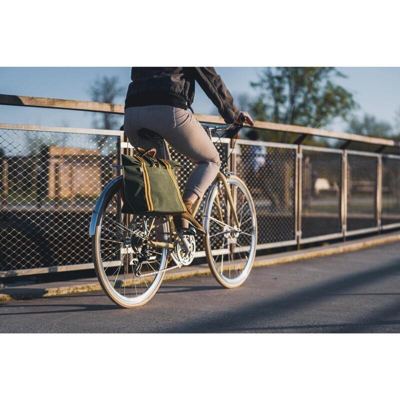 Saco para bicicleta 2 em 1 caqui/laranja