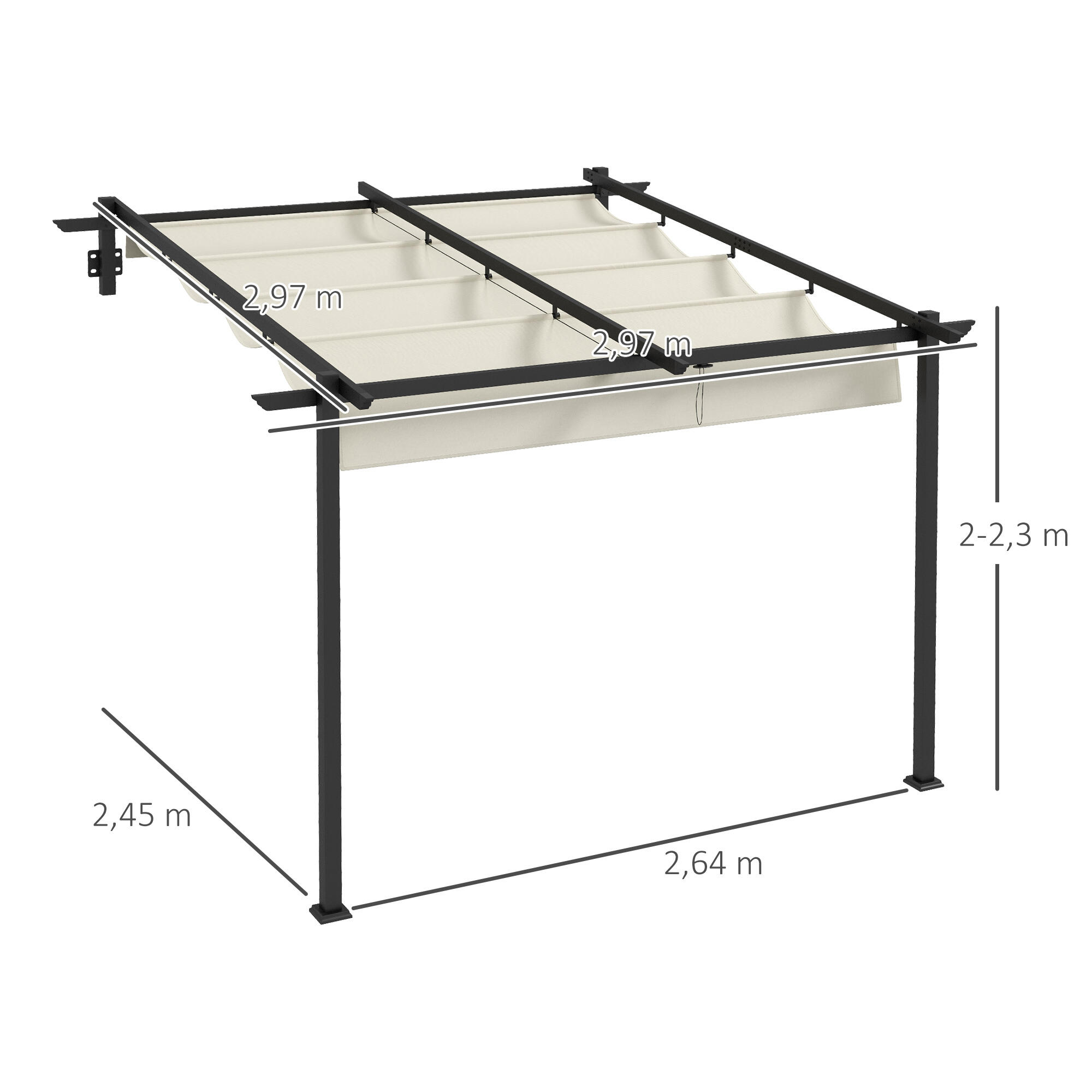 Pérgola Outsunny 297x297x230 cm Crema 3/7
