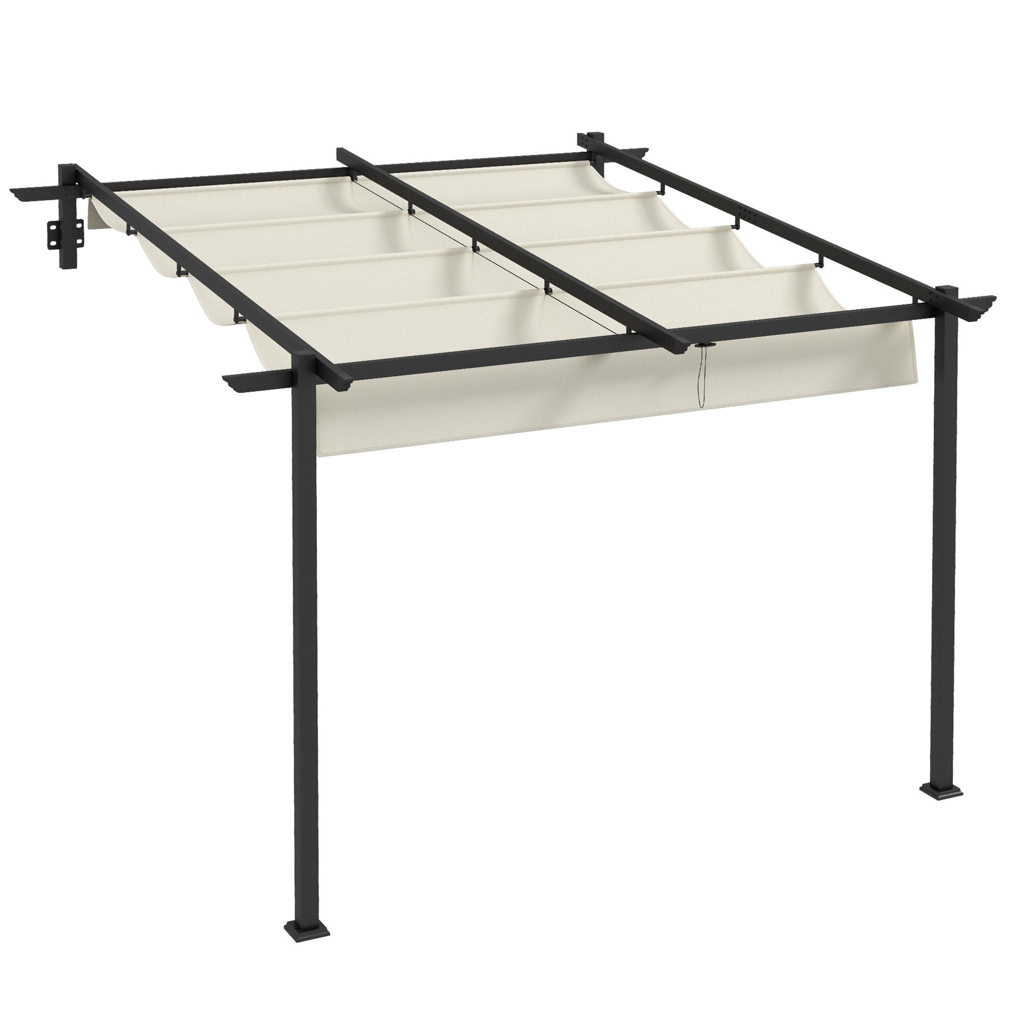 Pérgola de parede 297x297x200/230 cm creme outsunny