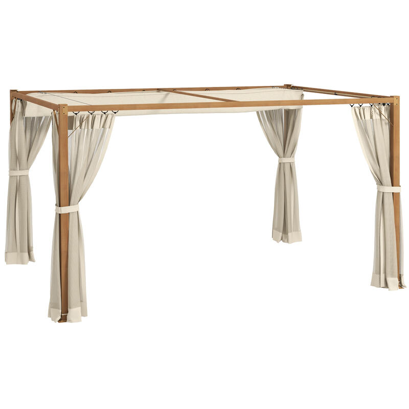 Pérgola para eventos deportivos Outsunny 397x297x225 cm Madera Natural