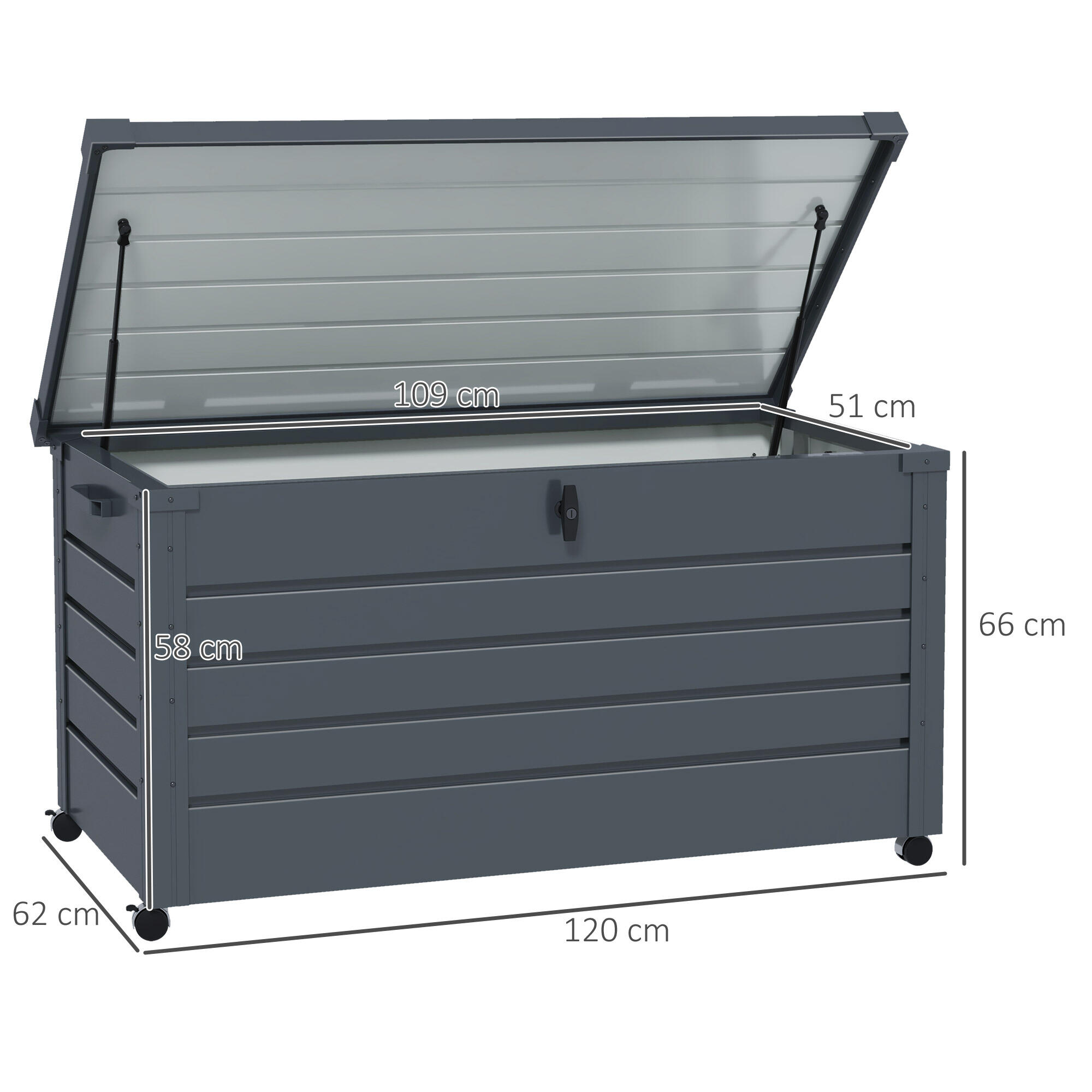 Baúl de Exterior Outsunny 120x62x66 cm Gris Oscuro 3/7