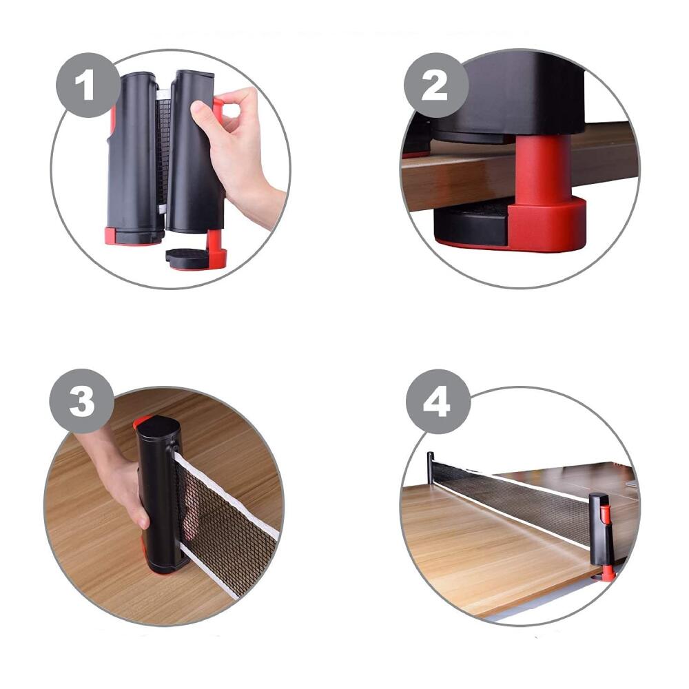 Devessport - Set poste red de ping pong retráctical ajustable Negro/Rojo 2 palas 3/5