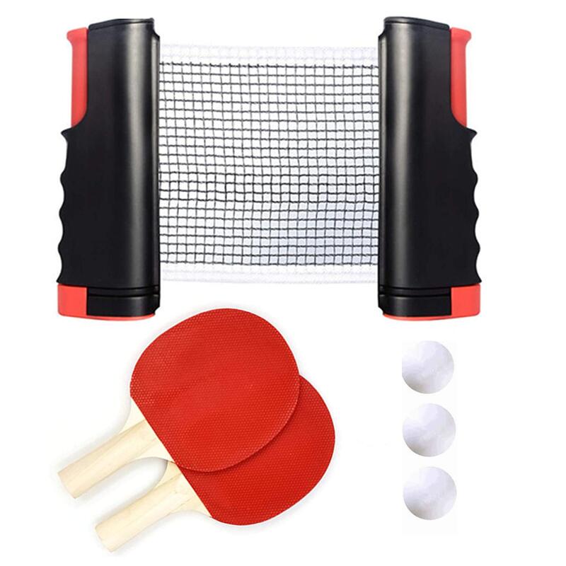 Devessport - Set poste red de ping pong retráctical ajustable Negro/Rojo 2 palas