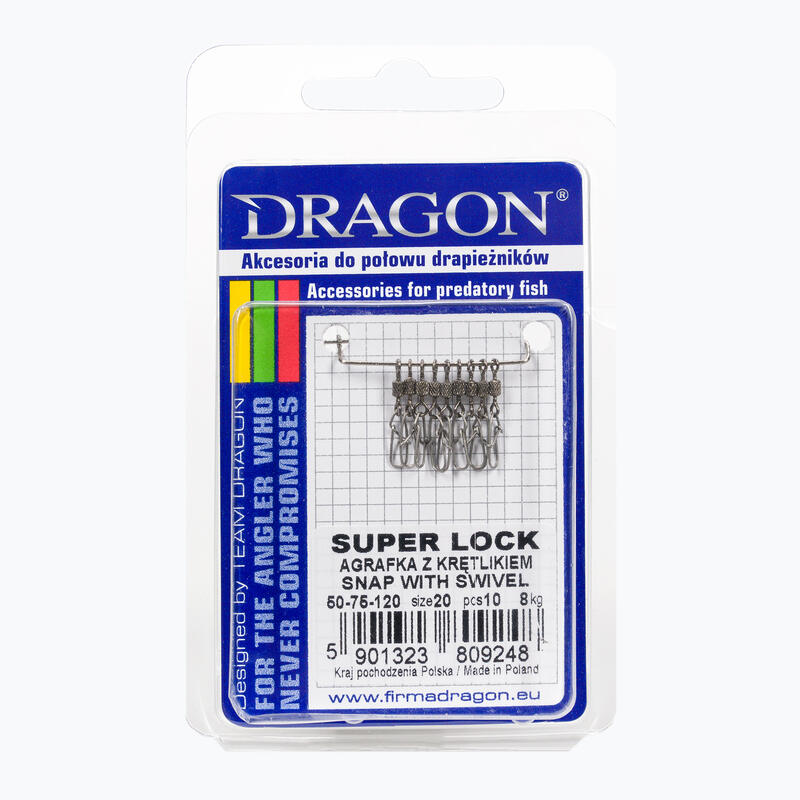 Imperdibles giratorios con pivotes DRAGON Super Lock 10 uds.