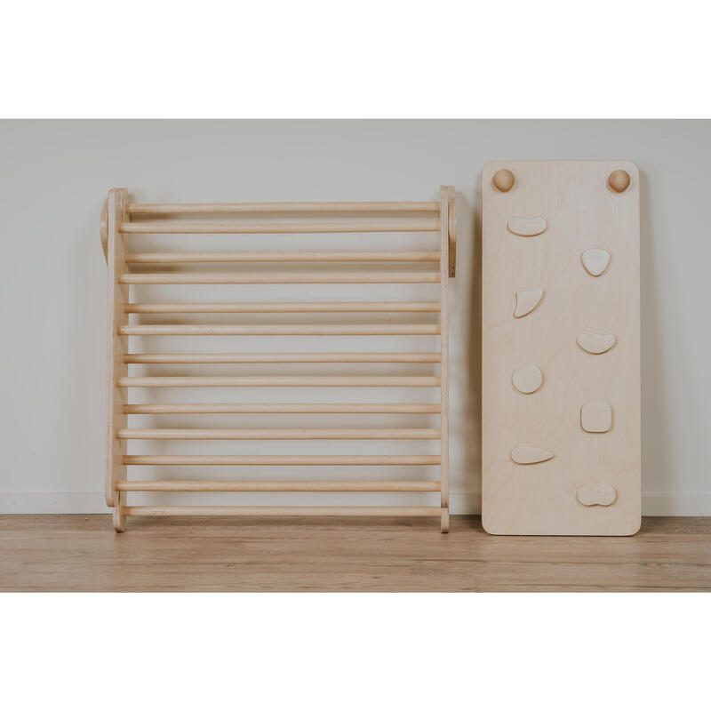 Triángulo de escalada, Natural + Tabla de equilibrio, Montessori